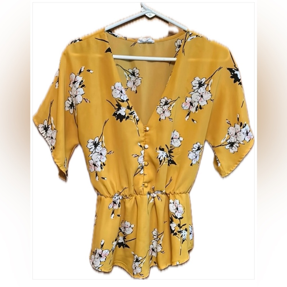 Sienna Sky Yellow Floral Wrap Blouse
